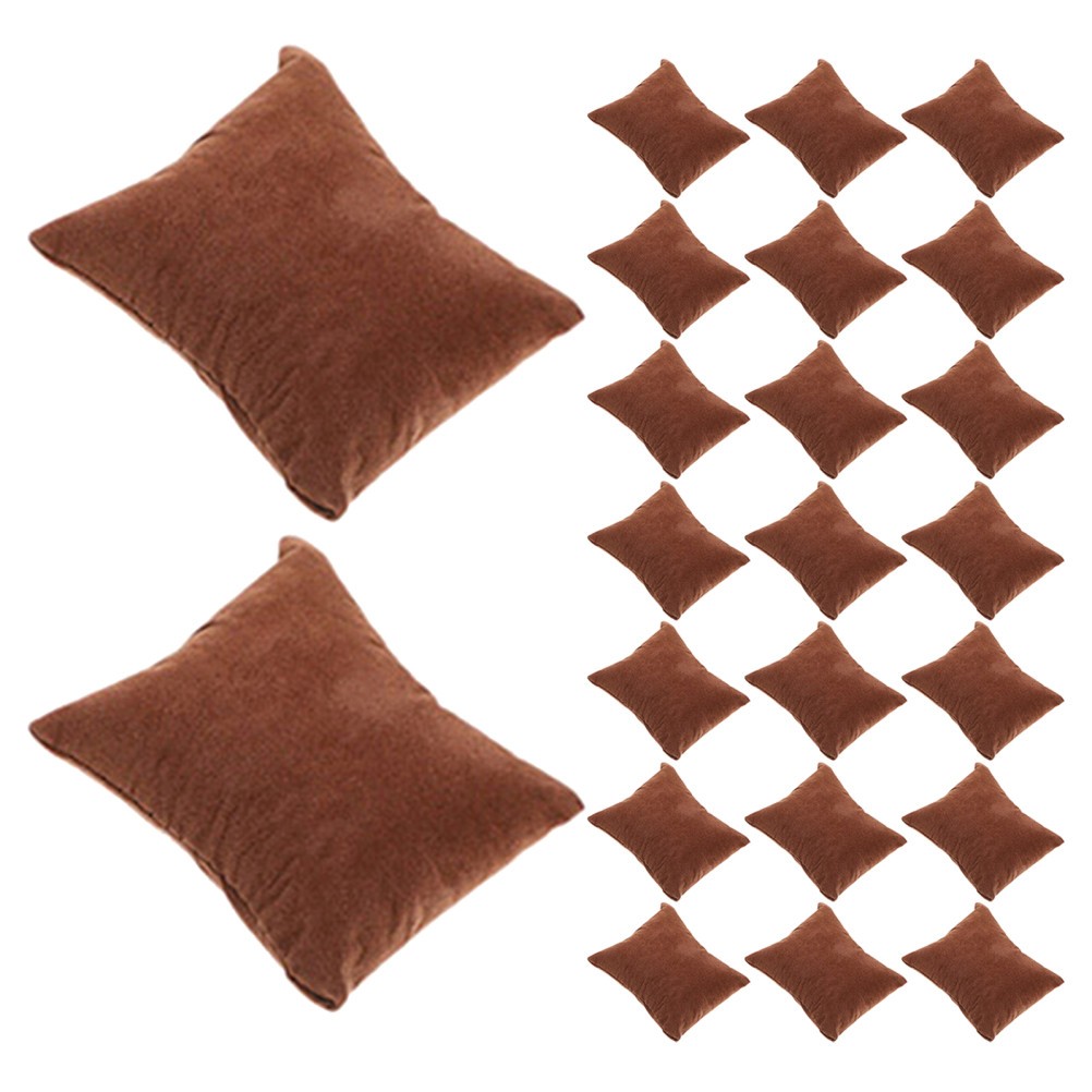 30Pcs Reusable Velvet Watch Cushion Pillows Brown Soft Jewelry Bracelet Display
