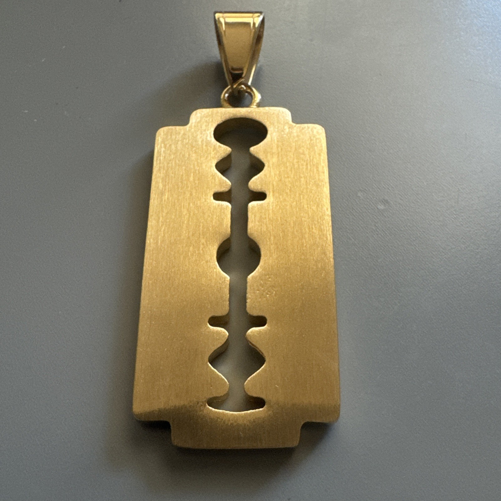 Blade Pendant Gold Plated Cubic Zirconia Stainless Steel 24 Inch Chain Razor
