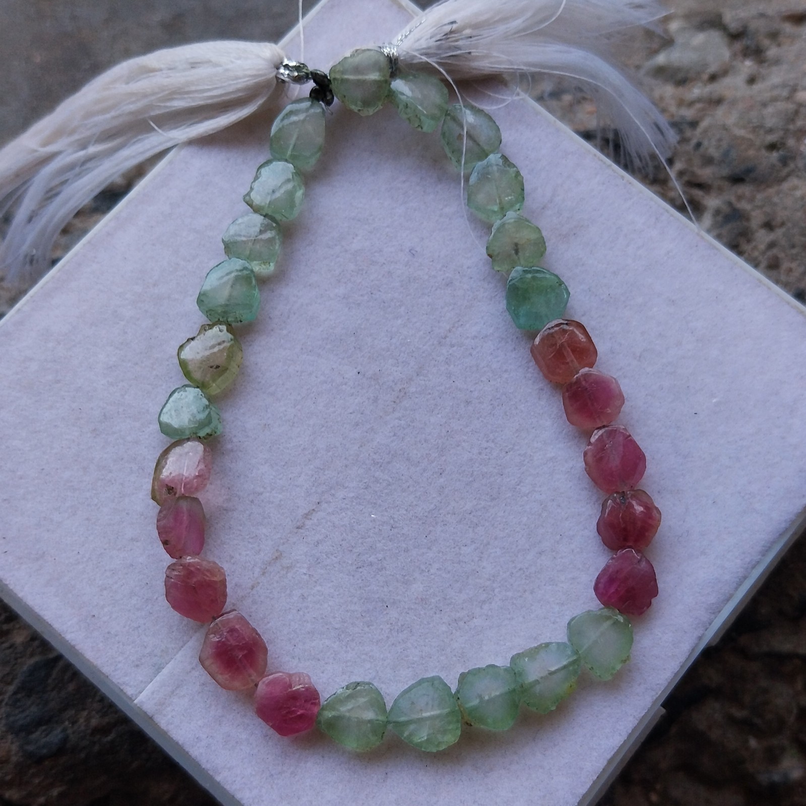 38 Carat 6×7 to 6.5×7.5 MM Natural Center Drilled Multi Tourmaline 8 inch Beads