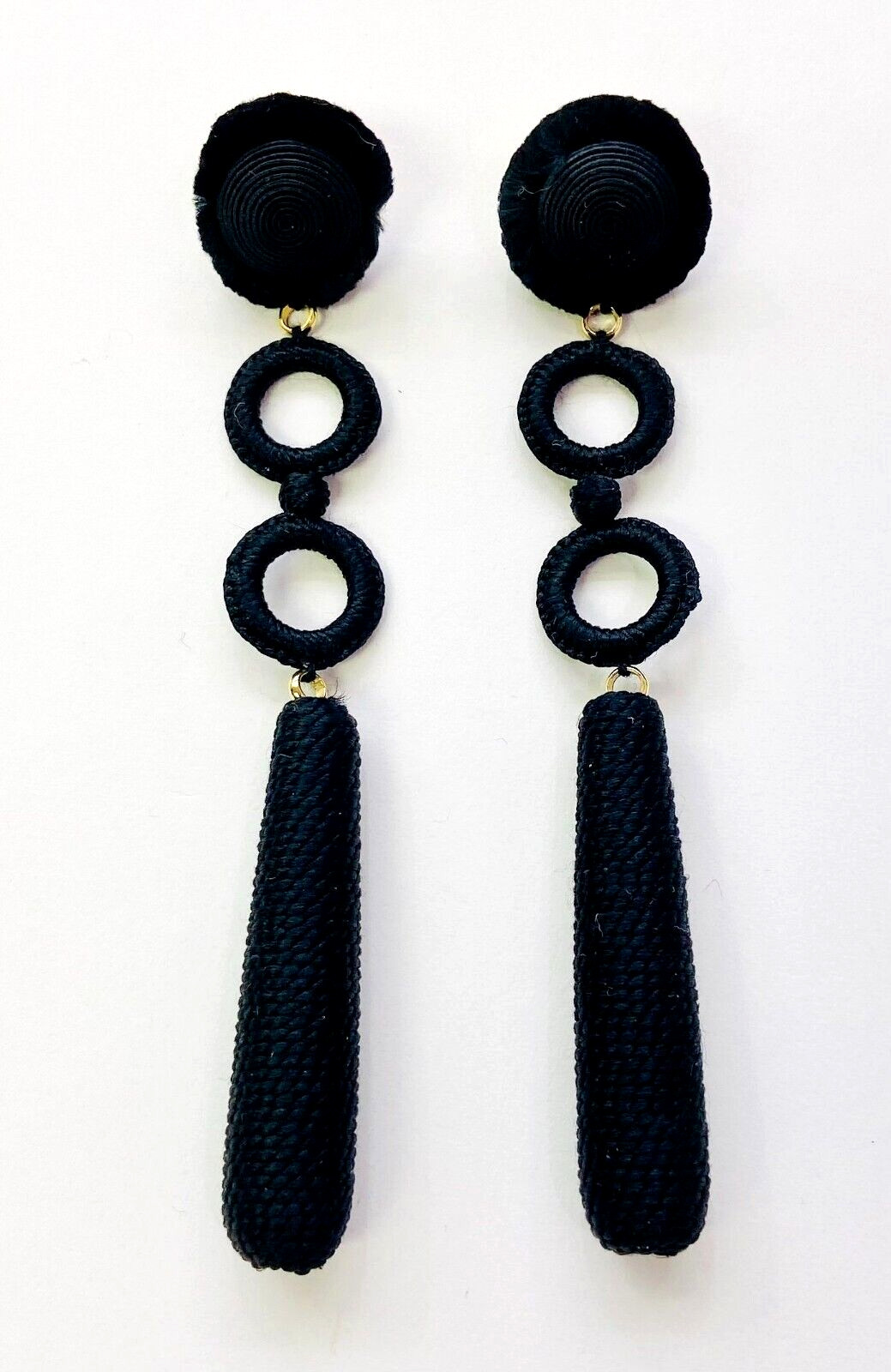 HSN Leyla Gans Black Amelie Wrapped Cord Drop Earrings