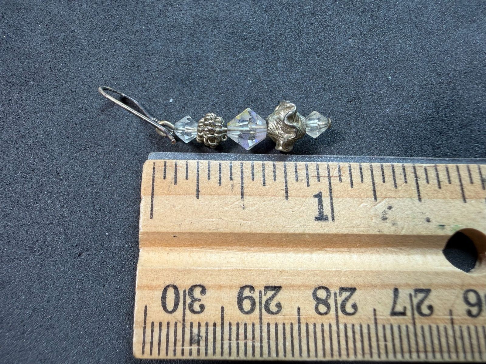3.01g Vintage Sterling Silver 925 Drop Earrings Faceted Bead Dangle Design