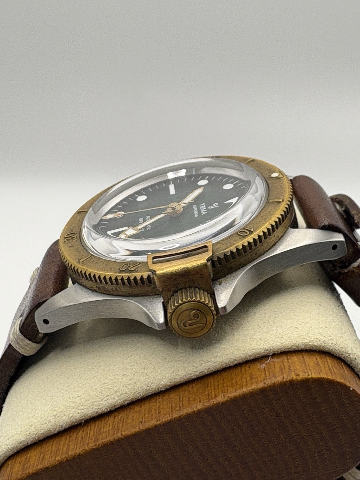 YEMA Superman Bronze Steel Limited Edition Watch with Leather Strap