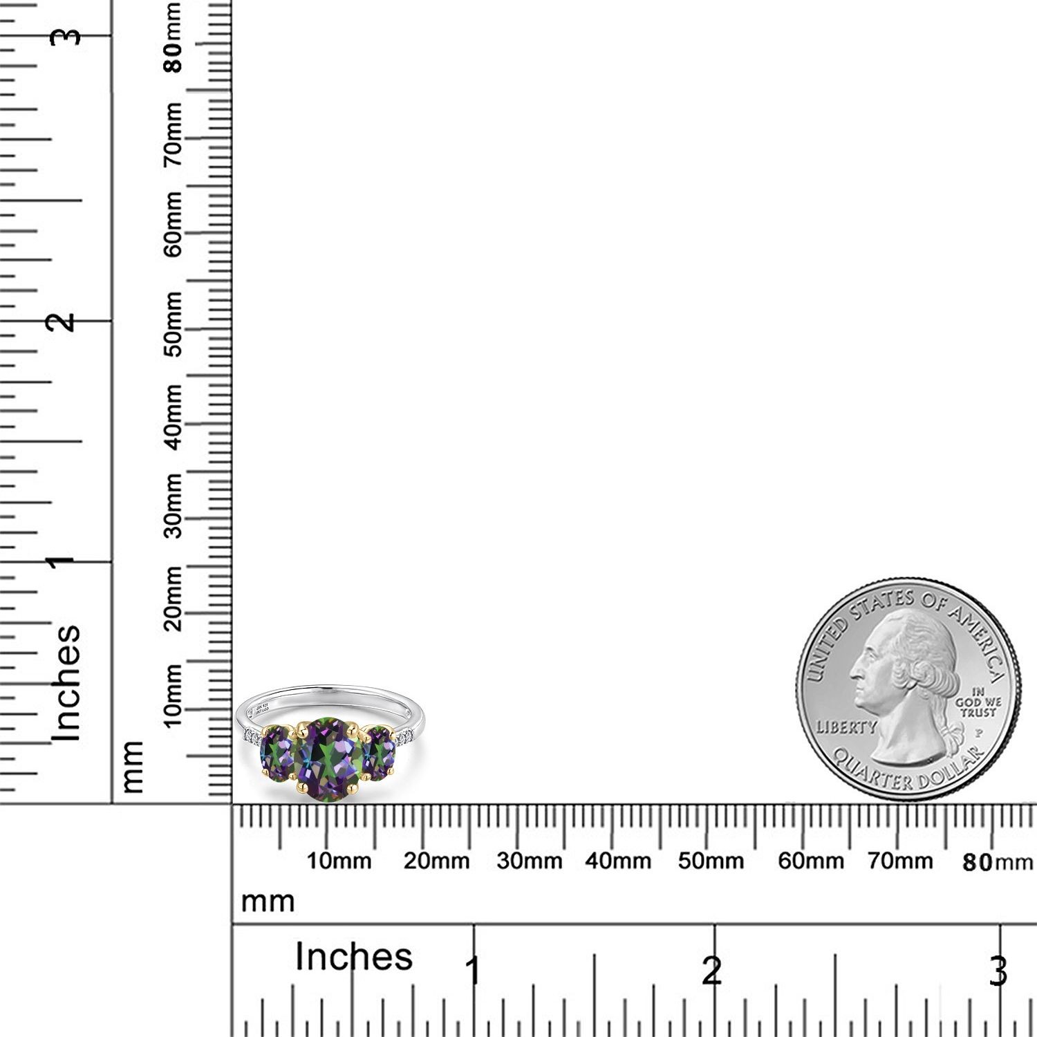 925 Silver and 10K Yellow Gold Green Mystic Topaz and Lab Grown Diamond