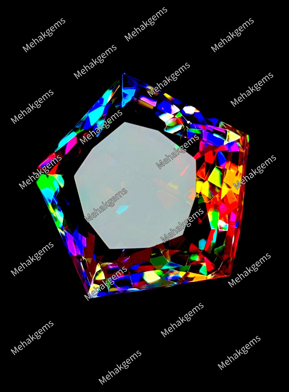 56 Carat Mystic Topaz Large Faceted Rainbow Gemstone (25.75×25.80×15.30 MM)