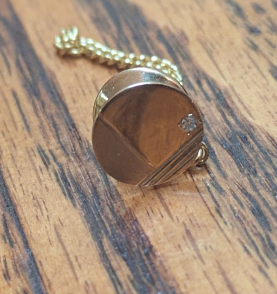 Vintage Geometric gold tie tack, diamond