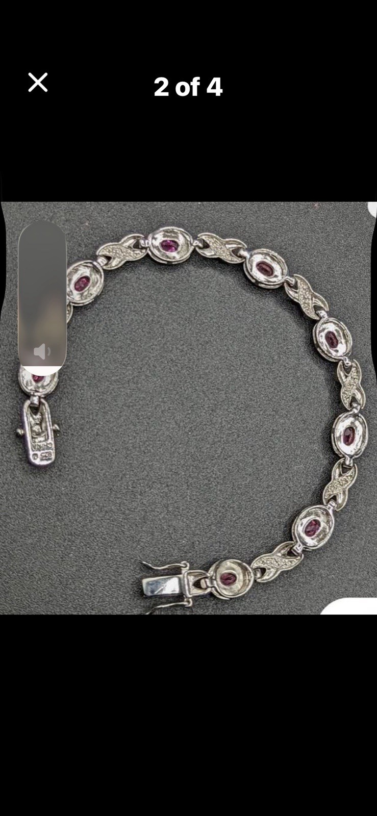 Ross Simons 925 Sterling Silver Pink Topaz Infinity Link Tennis Bracelet 7.5″