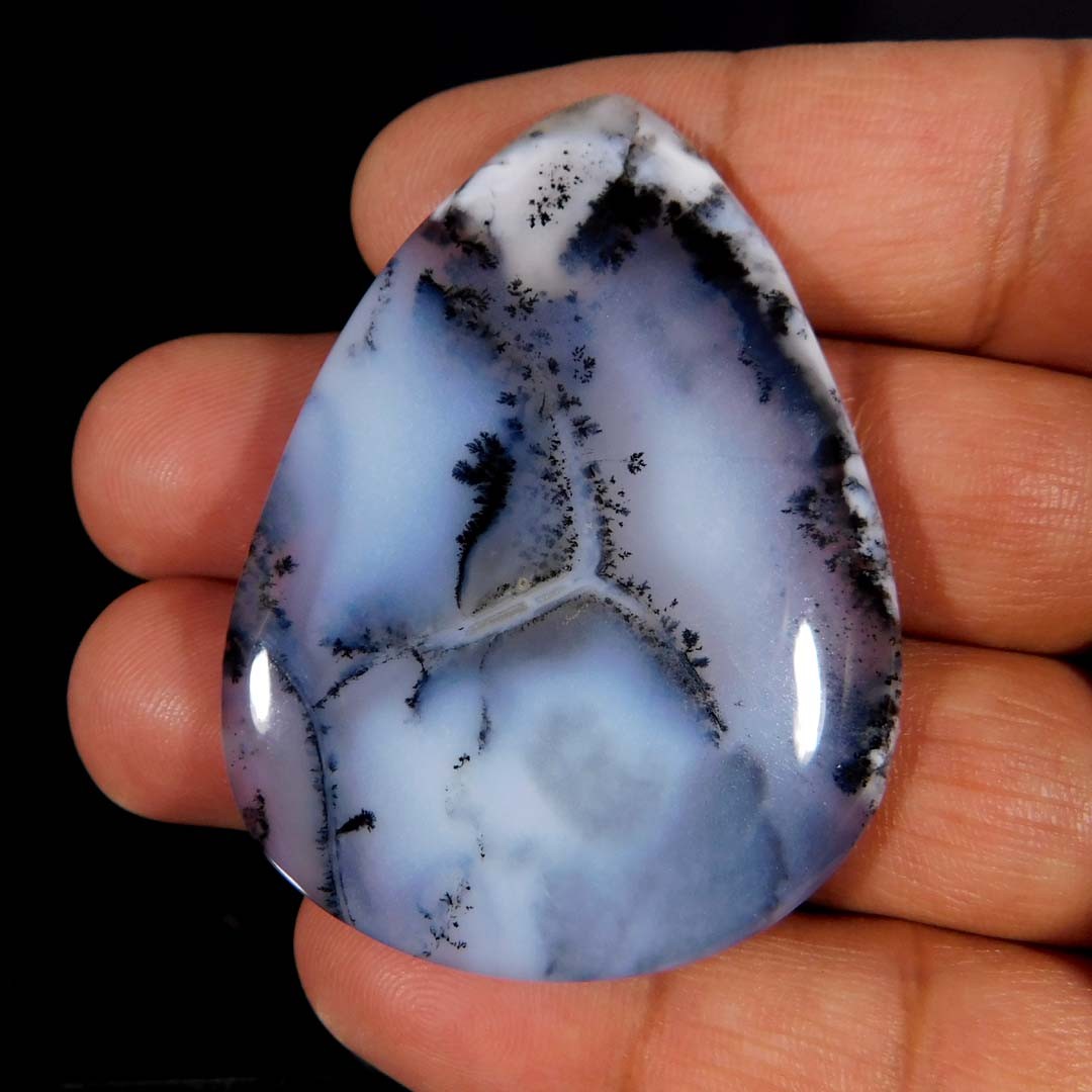 97.85Cts. Natural Gorgeous Dendritic opal Pear Cabochon Reiki Healing Gemstone