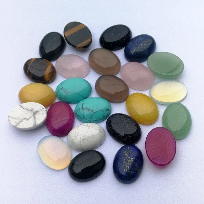 15x20mm Natural Stone Mixed 30pcs Oval No Hole CAB Cabochon for Jewelry No Holes