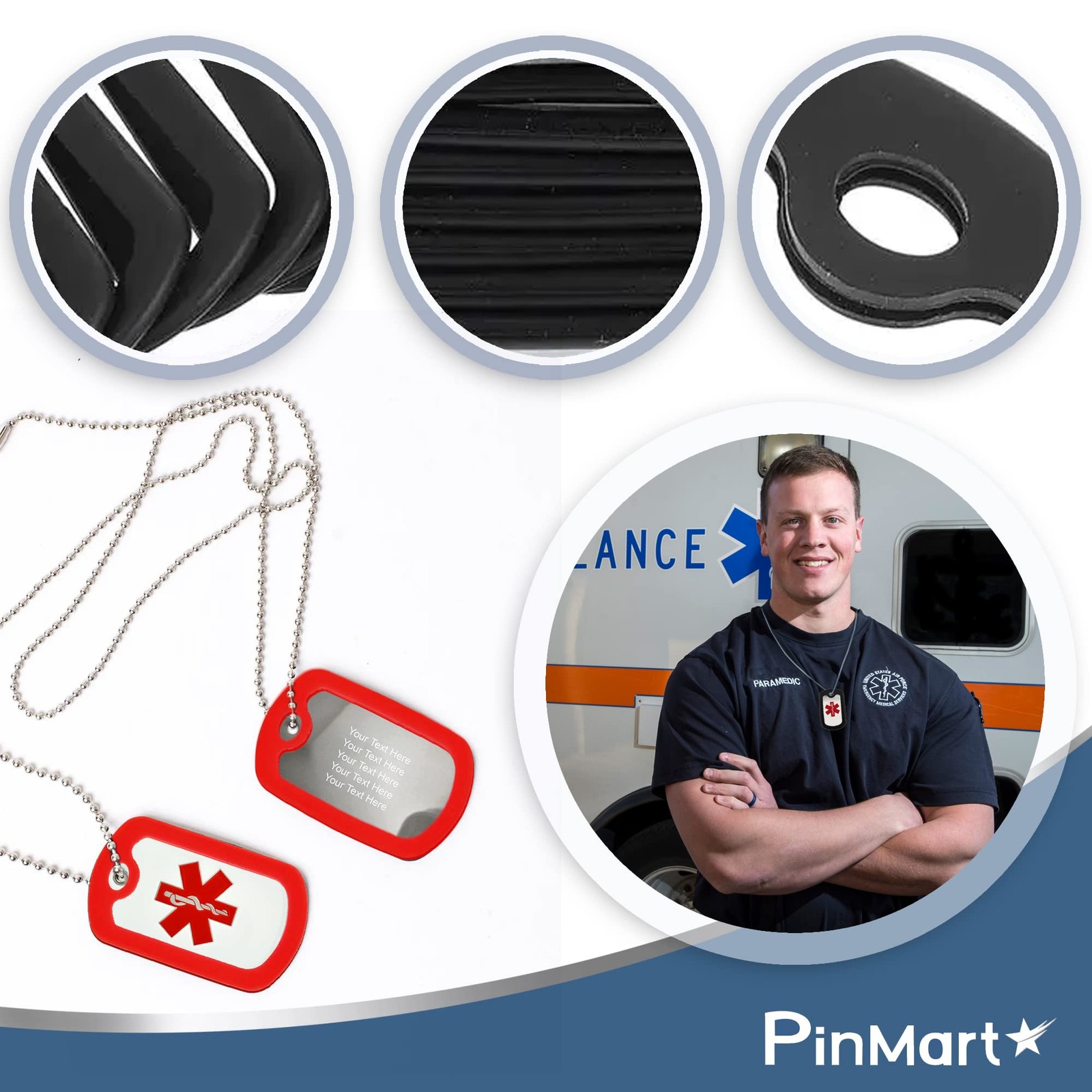 PinMart Black Military Dog Tags Silencers – Engraved Dog Tag Holder – Silicon…