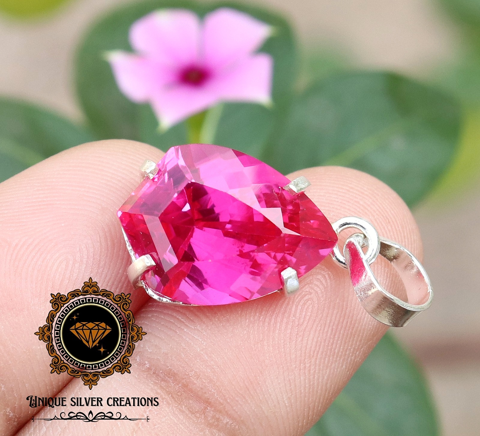 Natural Pink Ruby Solid 925 Sterling Silver Pendant Loose Gemstone 18.20 Ct