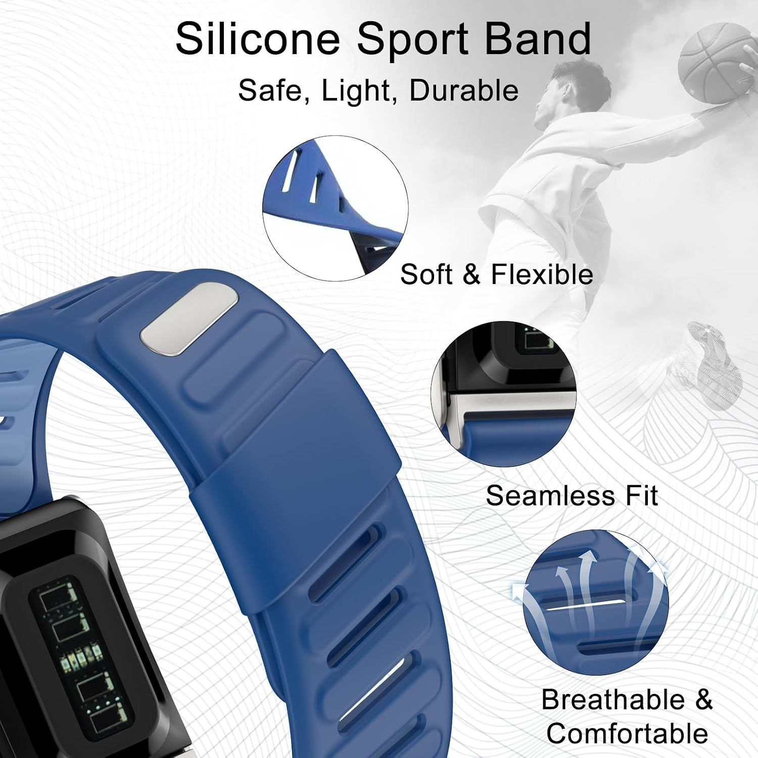 Silicone Sport Band Compatible with Whoop 5.0 Band Strap Men Women