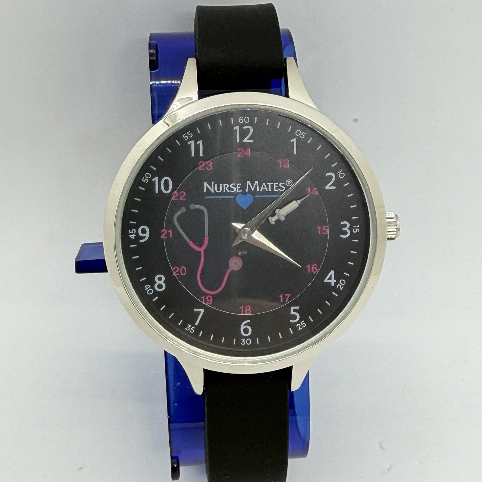 Nurse Mates Stethoscope nurse watch water-resistant silicone strap -Black