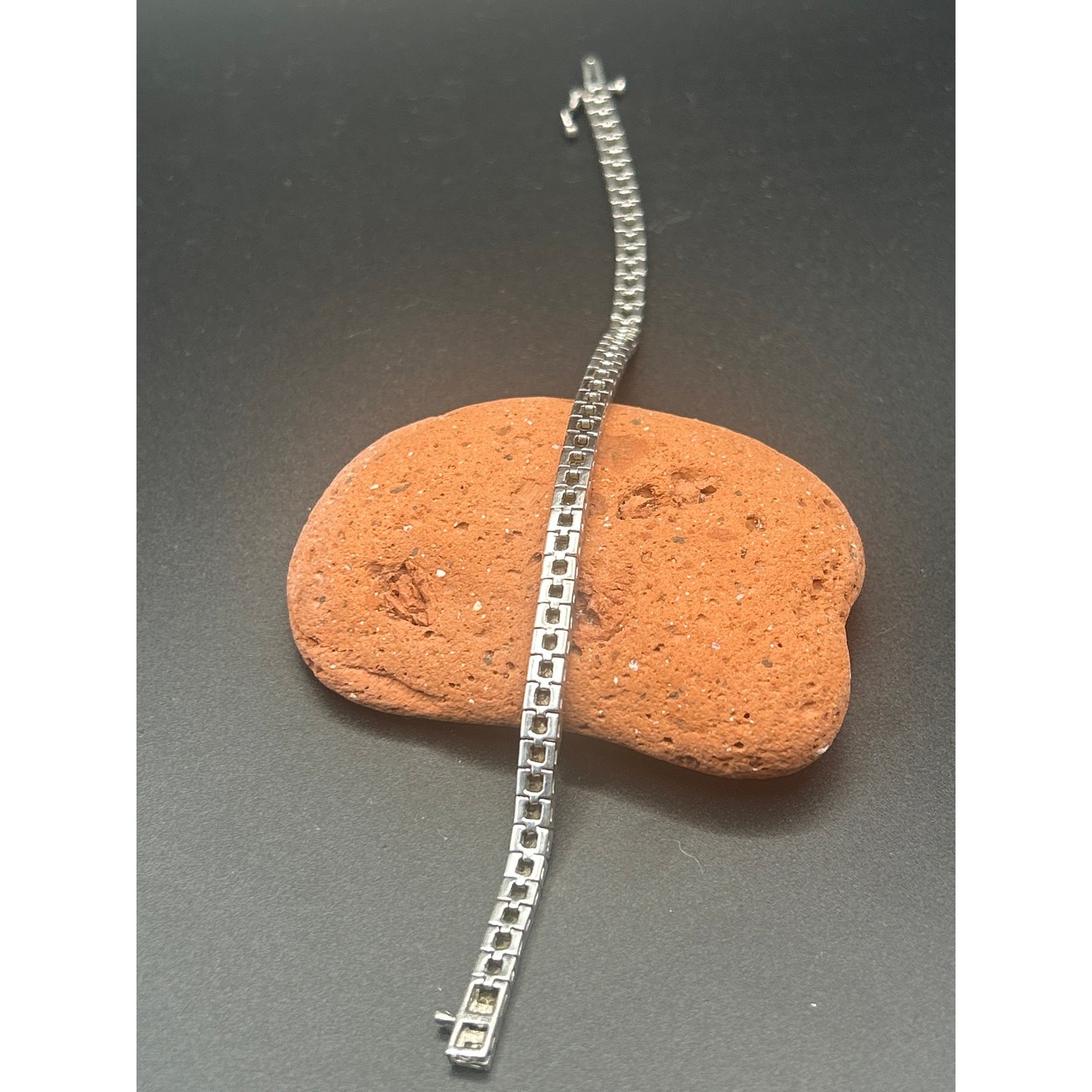 Signed MDJ 925 Sterling Silver Diamond Tennis Bracelet 200+ Diamonds 6.5″ Link