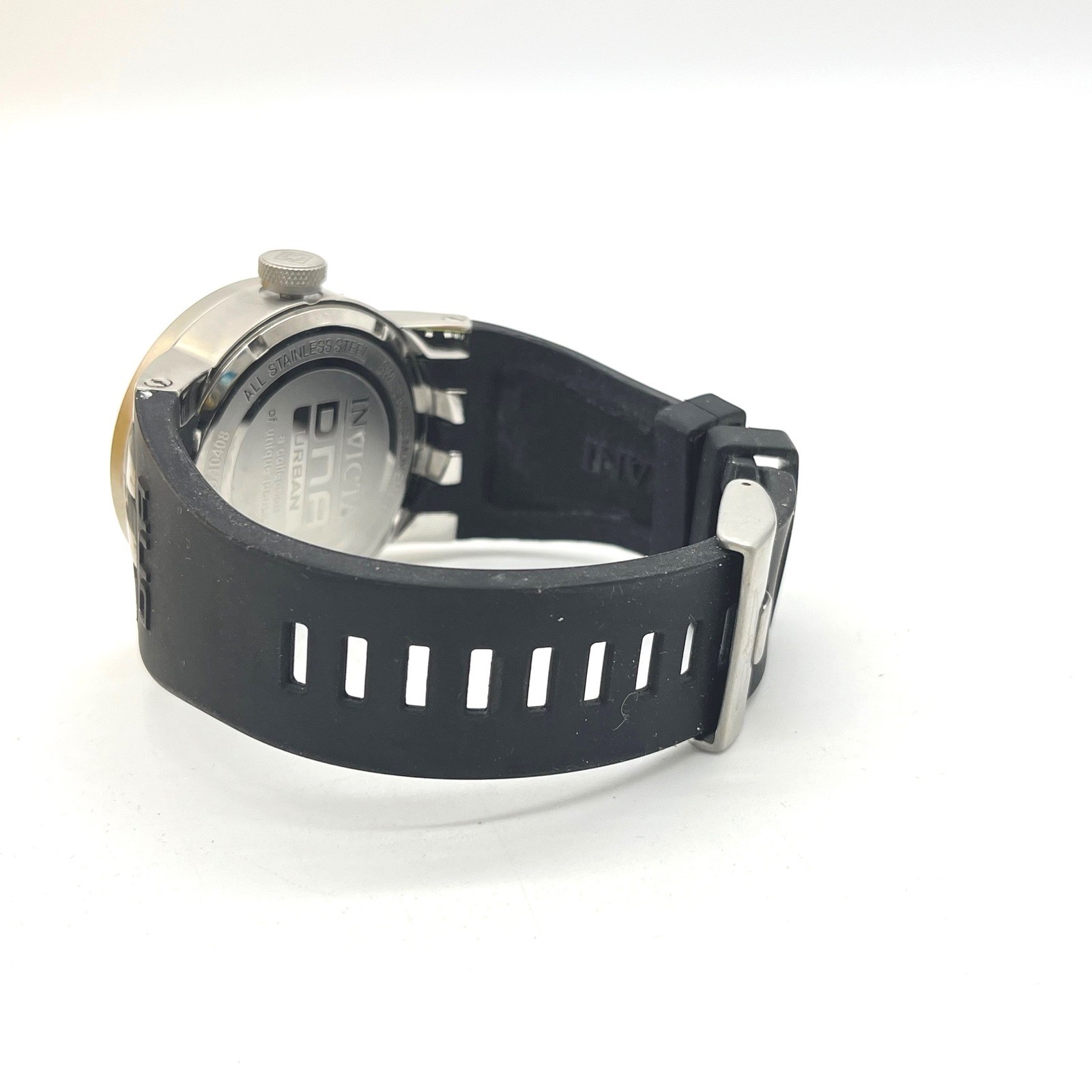 Invicta DNA Urban 10408 Mens Watch Grey Dial Pink Accents Black Silicone Strap
