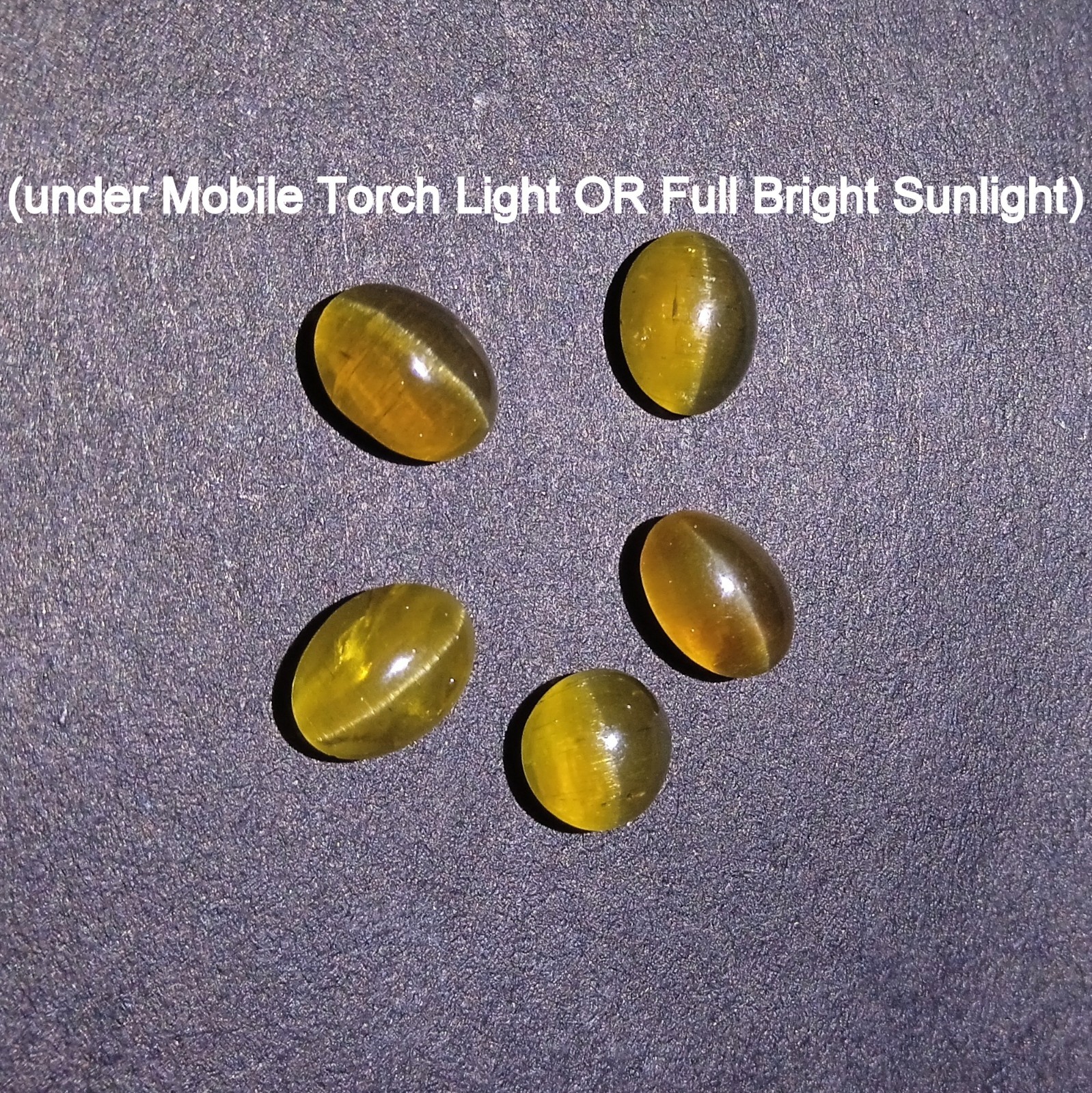 9.2 Ct Apatite Cat’s Eye Cabochon Gemstone 5 Piece Lot: Green Brown Oval/Round