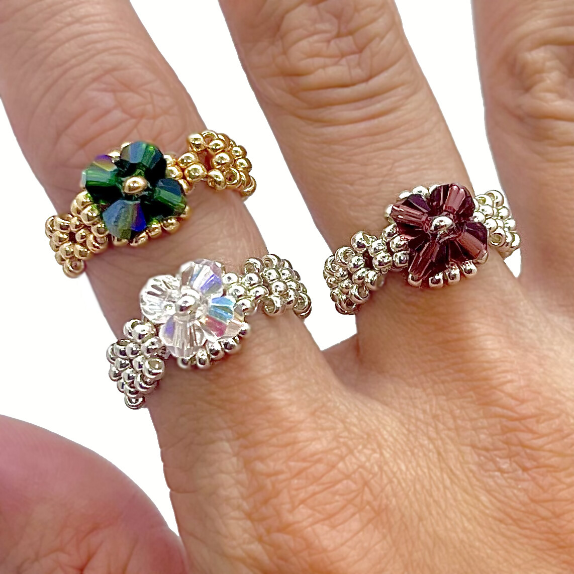 Magik Custom Flower 3D 4-Petal Flower Floral Luxury Ring Women Girl Holiday Gift