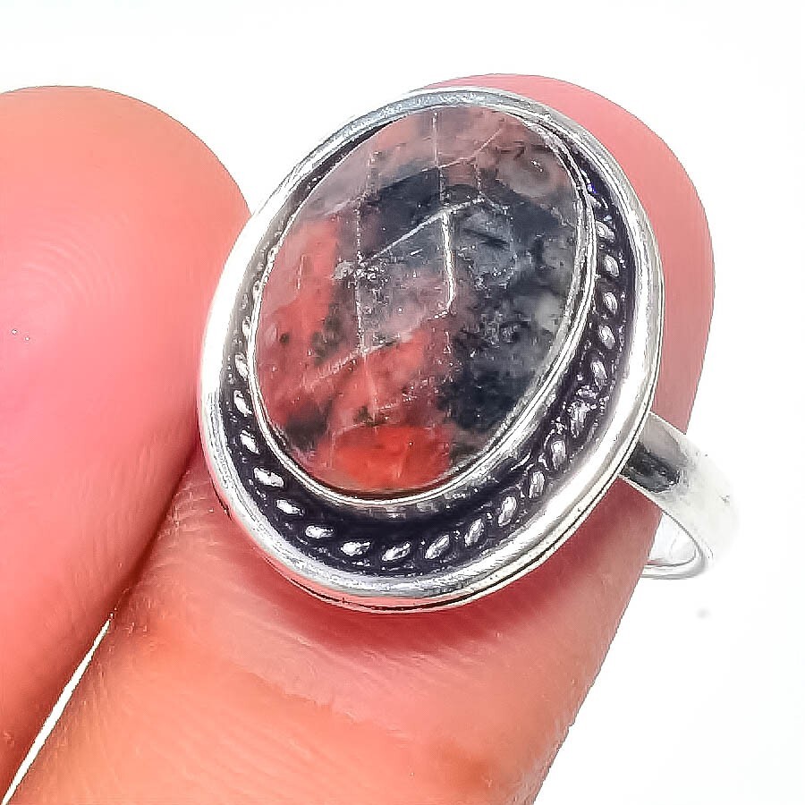 Mahogany Obsidian Gemstone Handmade 925 Sterling Silver Jewelry Ring Sz 7.5 (US)