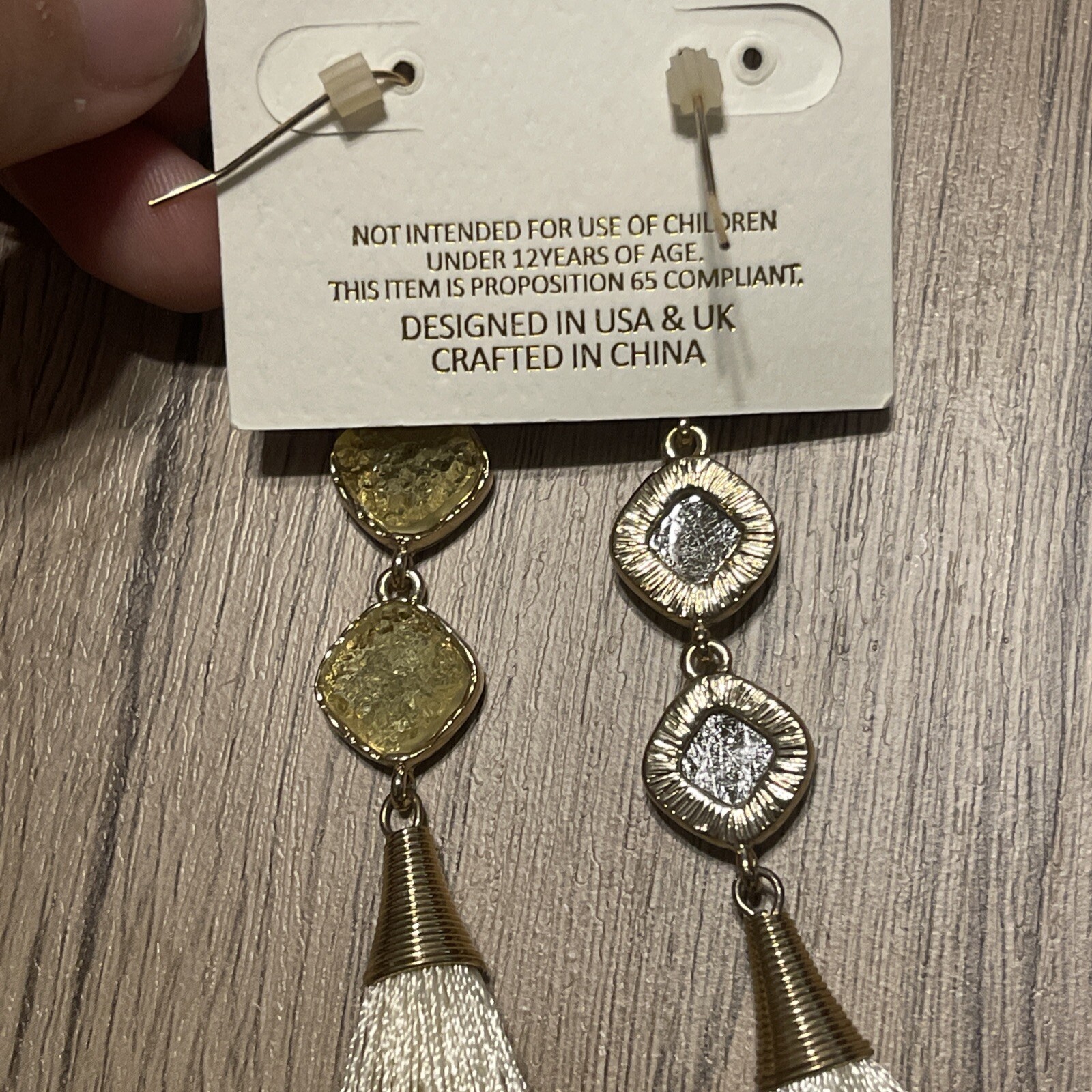 Isles And Stars Dangle Drop Tassel Earrings Lead Compliance Gold Druzy