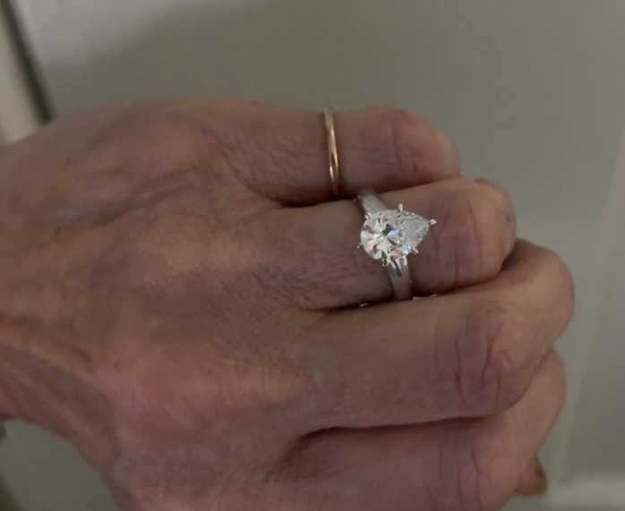 14K 2CT Pear Diamonique Ring~Solid 3gm! Sz 6- ECU!