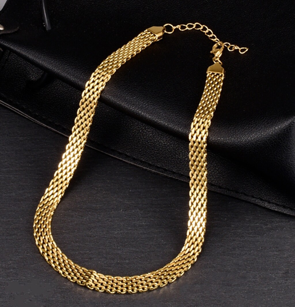 Women Girl Titanium Stainless Steel 9 mm Gold Mesh Rope Chain Bracelet 6.5-8.5″