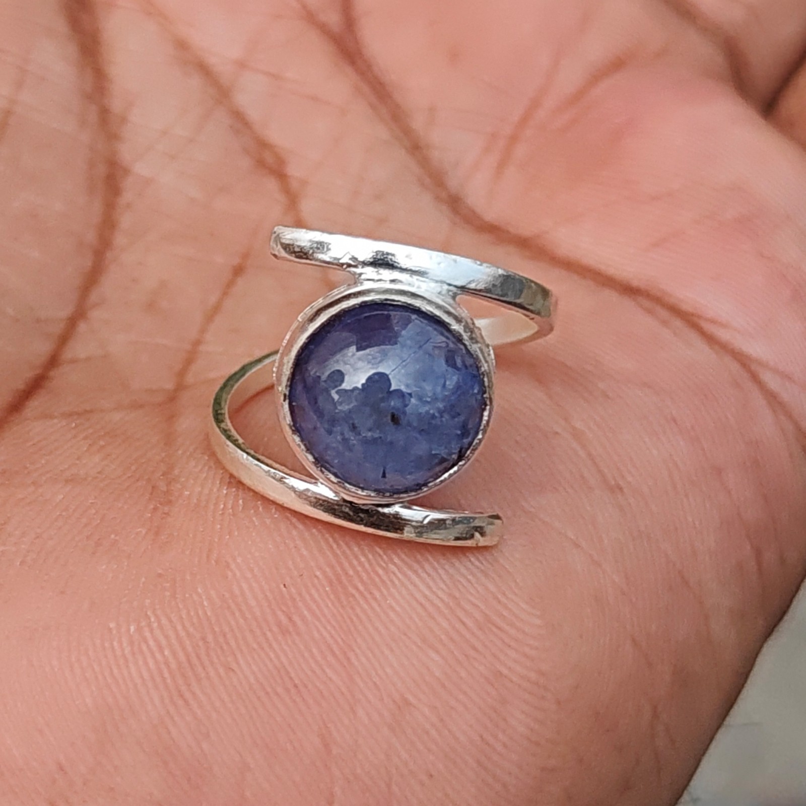 Rare Certified 26 Ct Natural Blue Tanzanite Cabochon Sterling Silver 925 Ring