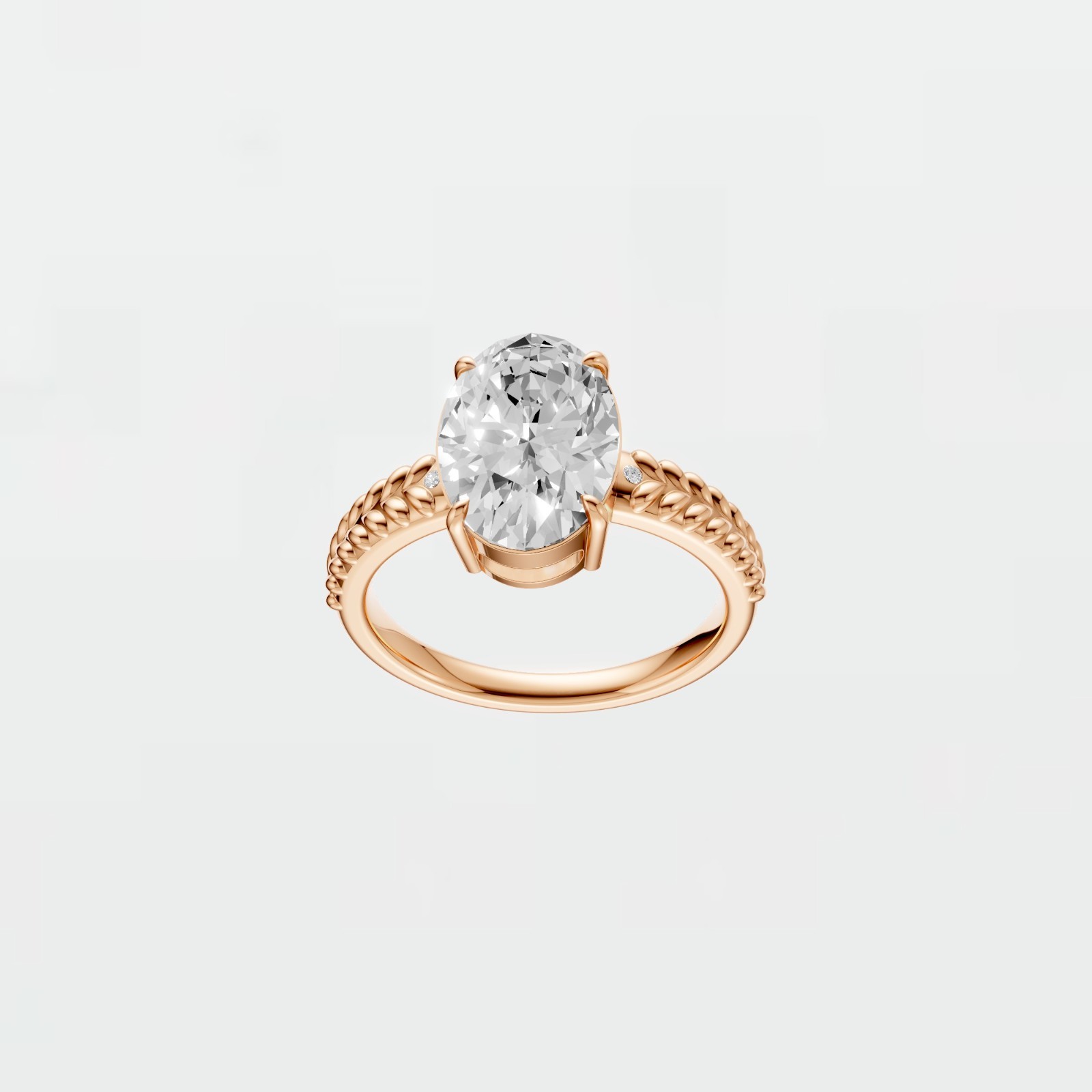 Three Stone Oval Lab Diamond Prong Set Solitaire Engagement Ring