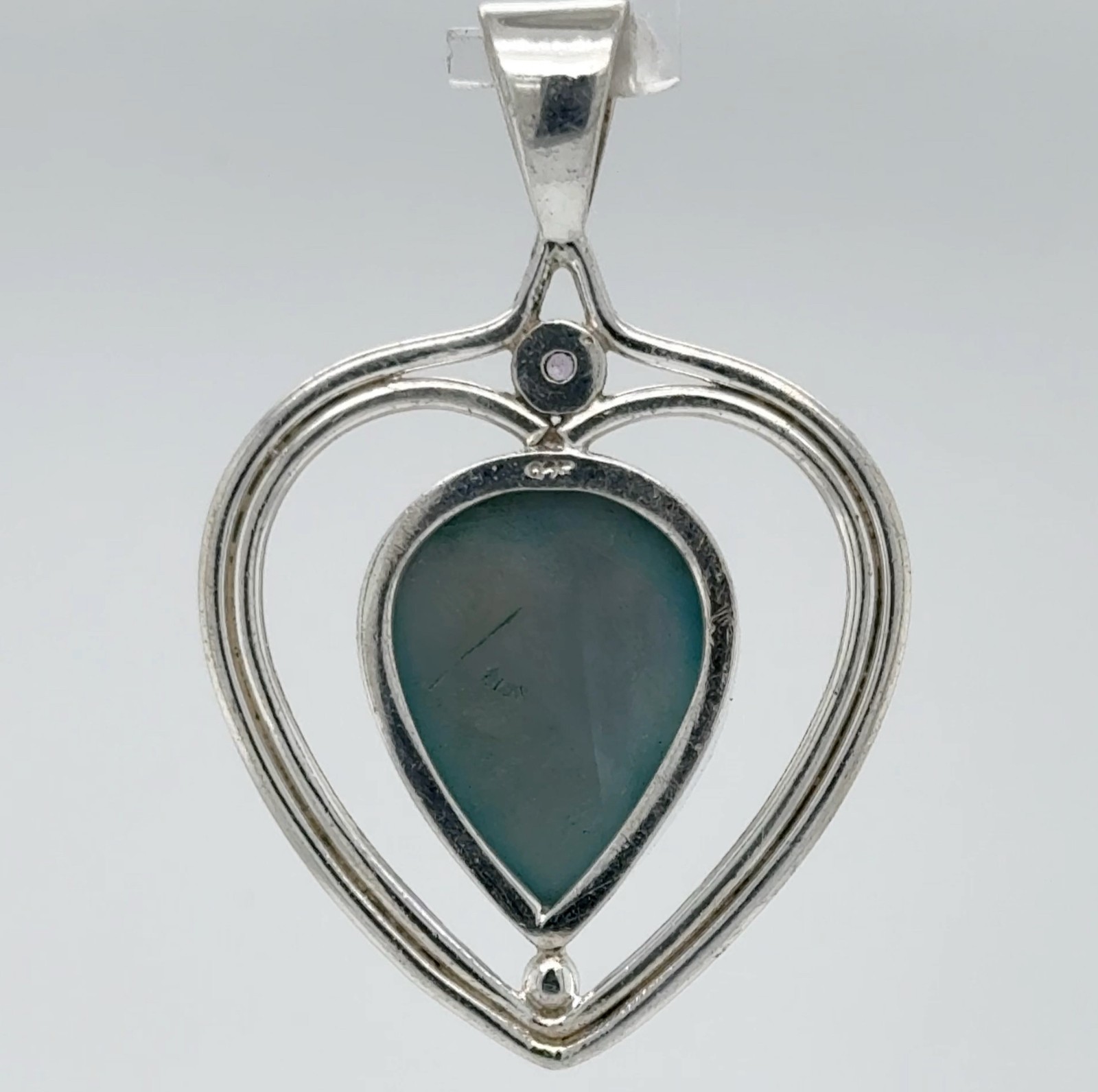 Drop DRUZY DRUSY Druse QUARTZ Heart Pendant 925 STERLING SILVER Necklace #29e