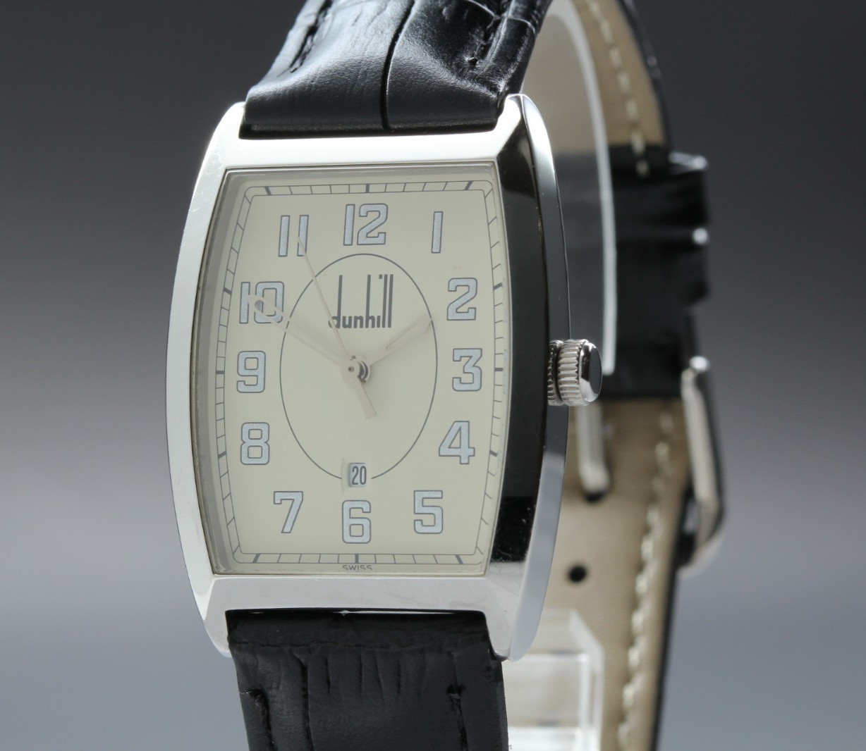“N MINT” Vintage DUNHILL Cityscape 27mm Date White Quartz Men’s Watch From Japan