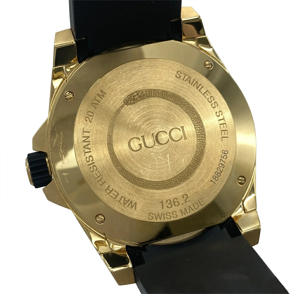 Used GUCCI YA136219 dive snake Wrist watch Men Quartz Gold