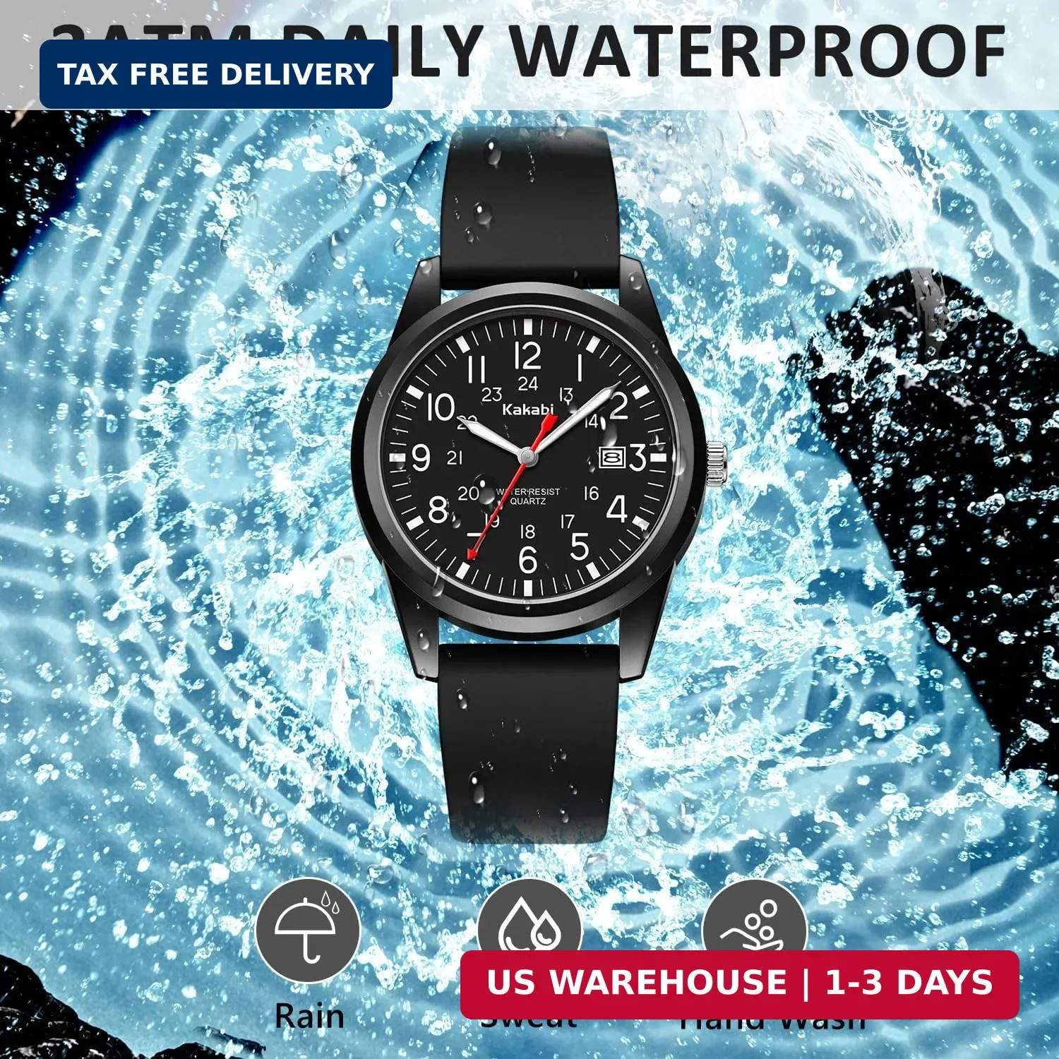 Men’s Easy to Read Watch, Unisex Military Sport Analog Quartz Casual Wristwatch