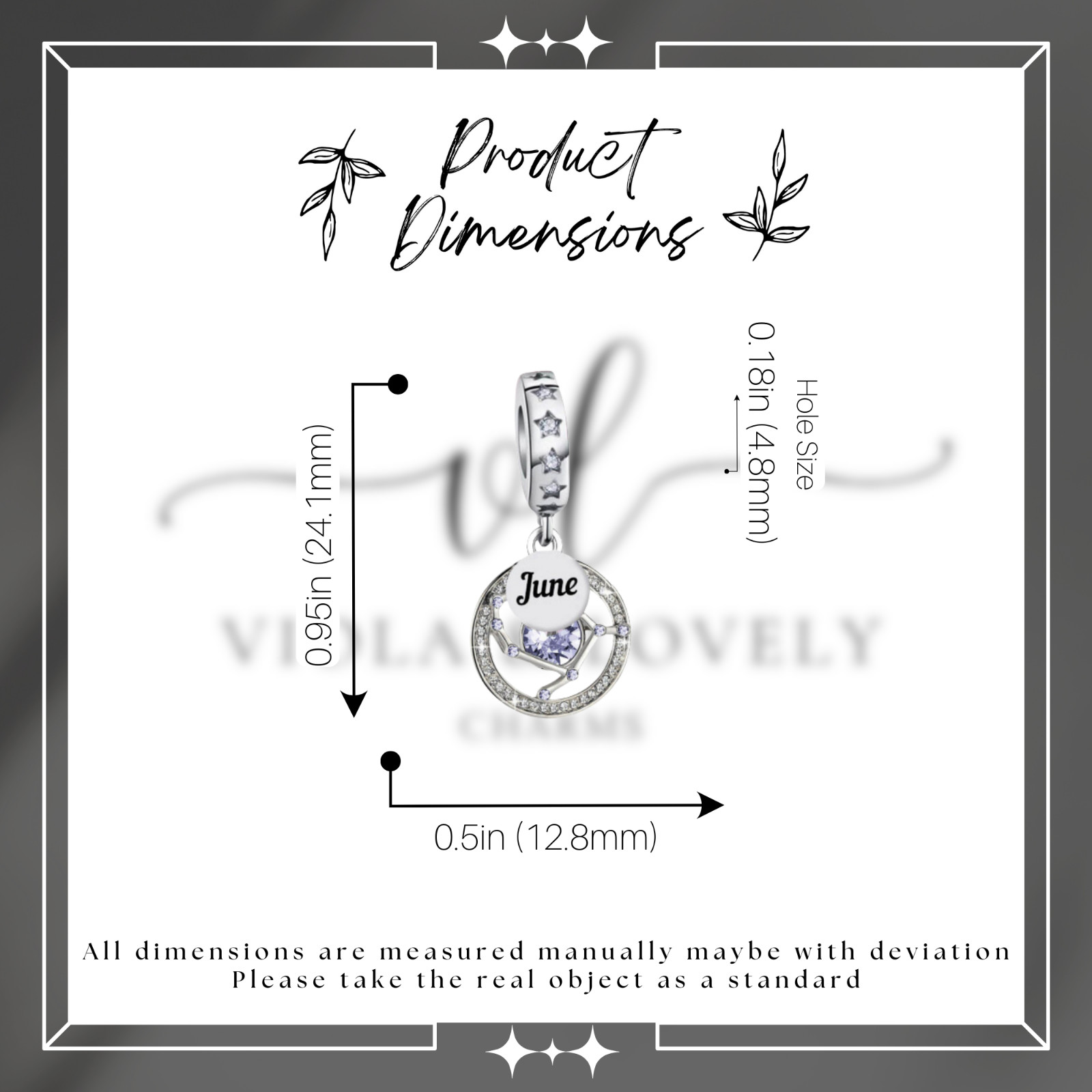 June Zodiac Birthstone Charm, June Charm, Gemini Zodiac Charm, Zodiac Charm