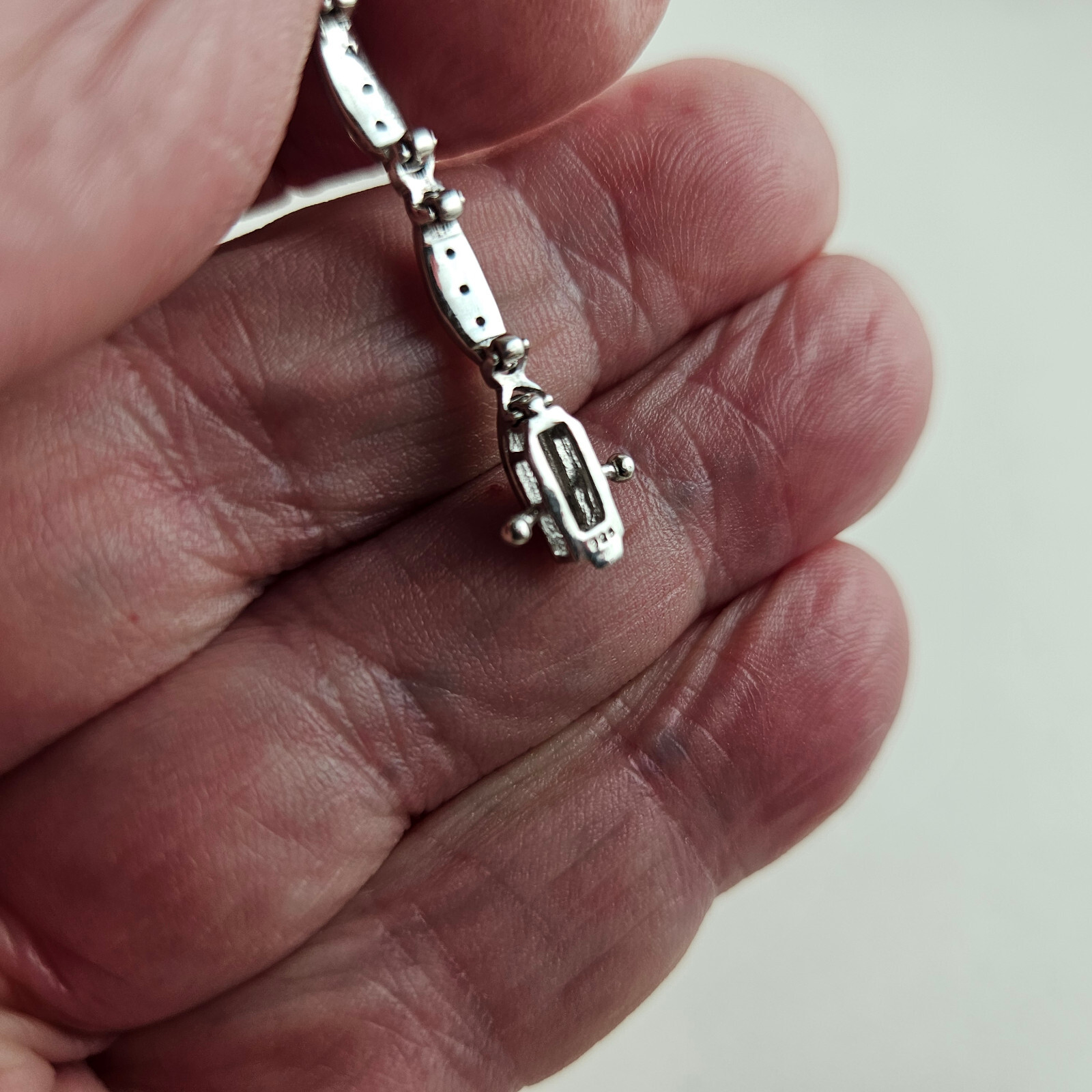 Sterling Silver Tennis Bracelet with Small Diamonds 8.25in 7.0g [8443]