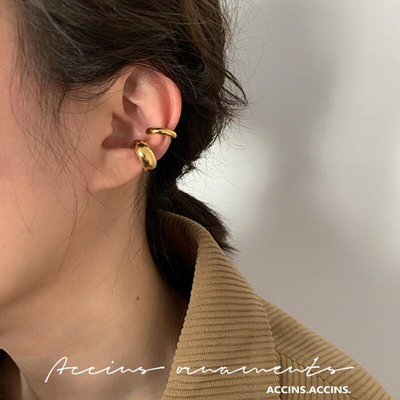 Woman 18K Gold Plated Stainless Steel 3/6mm Earring Stud Ear Cuff Cartilage
