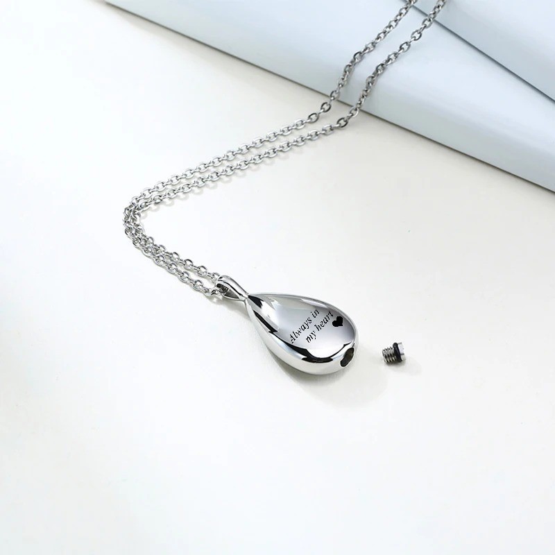 Teardrop Ashes Necklace Keepsake Urn Pendant Simple Elegant Cremation Memorial