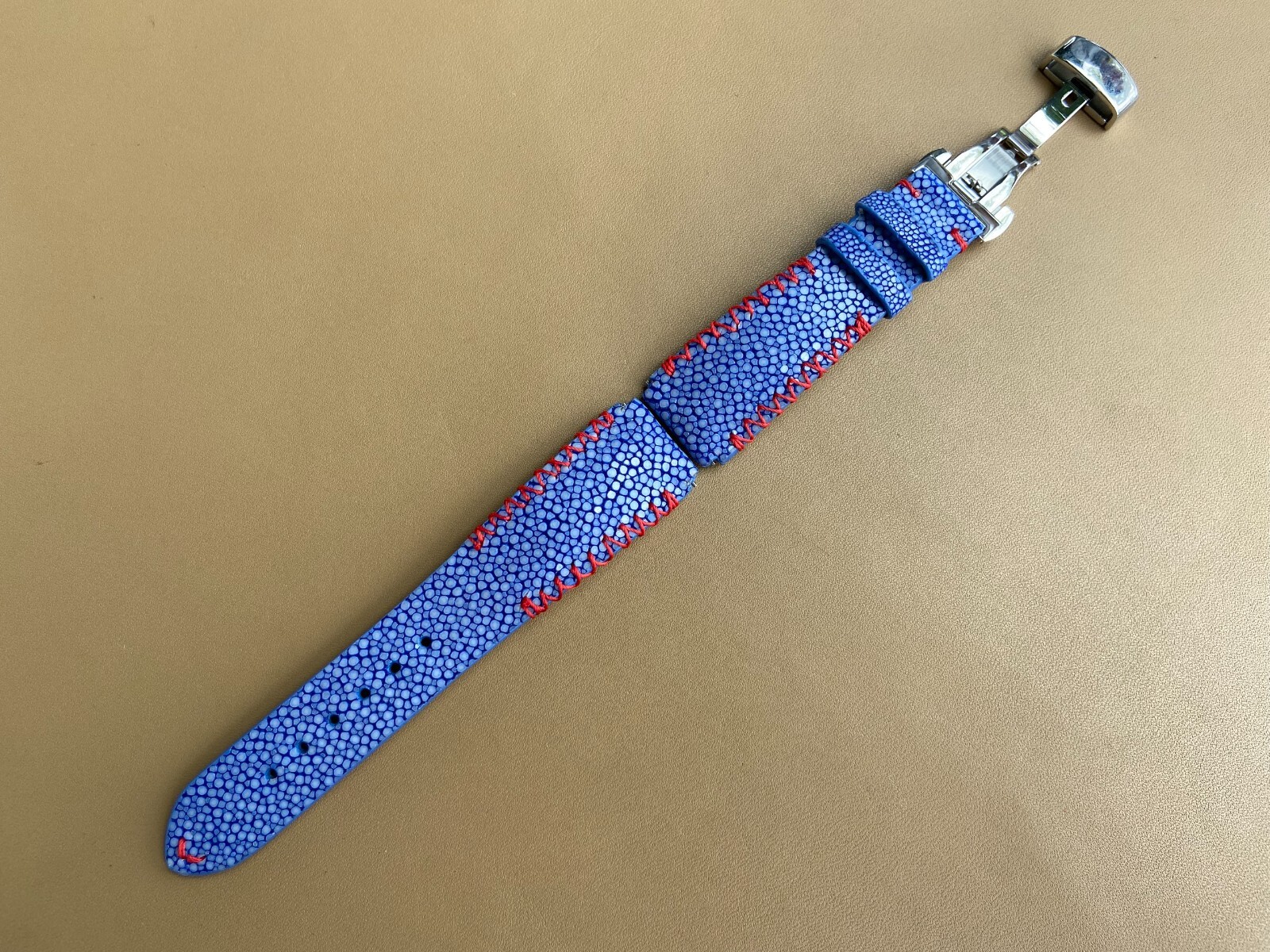 Blue Stingray Leather Watch Strap Band, Size 18mm 19mm 20mm 21mm 22mm 24mm 26mm