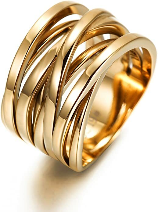CIUNOFOR 13.7MM Cross Gold Plated Engagement Ring