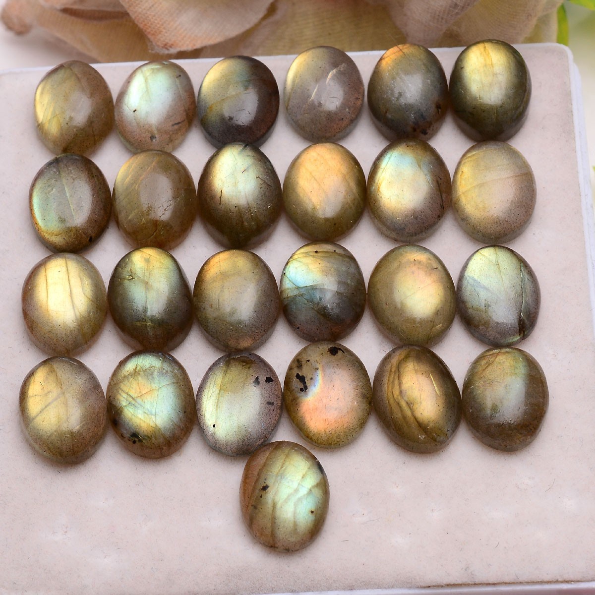 12 Pcs Natural Labradorite Flashy 16mmx12mm Oval Cabochon Loose Gemstones Lot
