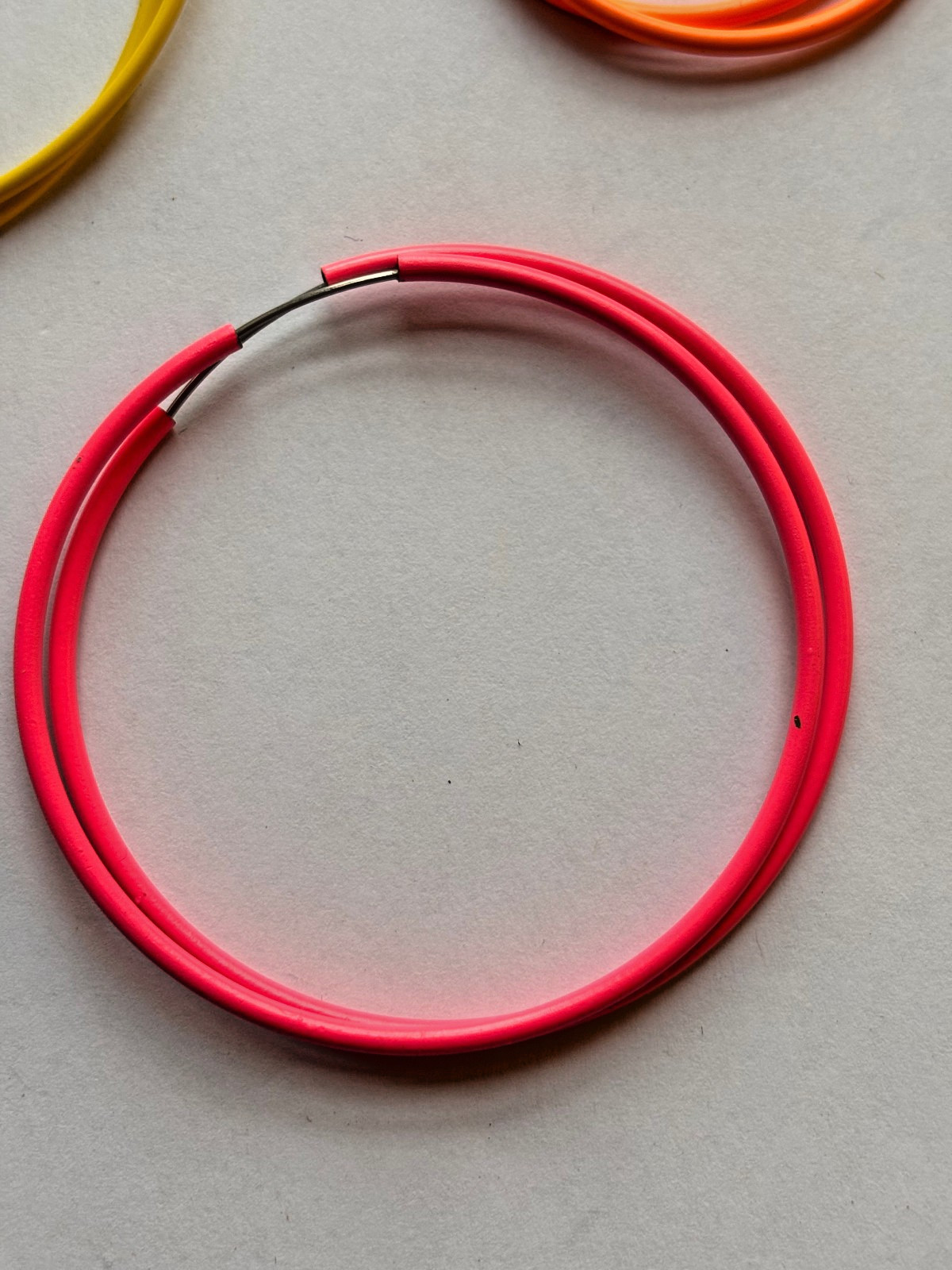 Hoop Earrings Neon Rubber Coated Wire Lot 3 Pairs Yellow Orange Pink Y2K Rave