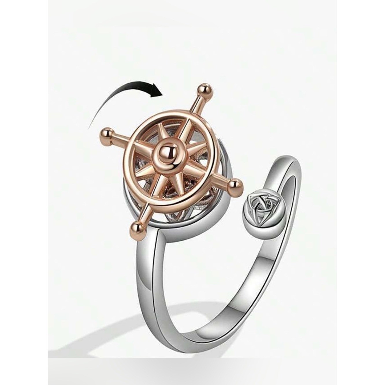 Zirconia Rhinestone Spinner Fidget adjustable open Ring