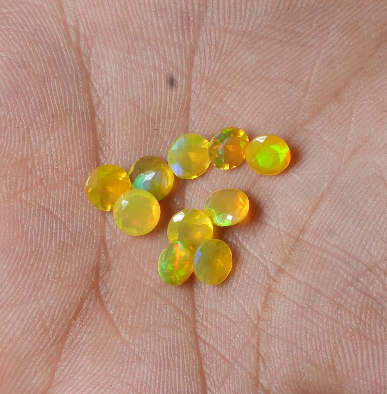 Natural Yellow Ethopian Opal Round Faceted Cut 3mm To 10mm Loose Gemstone