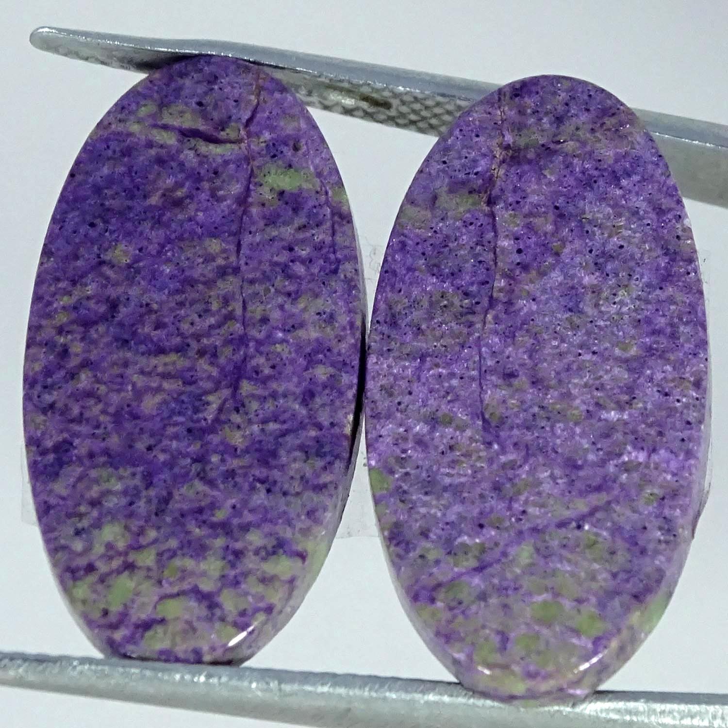 13.90Cts Natural Nice Purple Stichtite Pair Oval Cabochon Gemstone 12X24X3MM