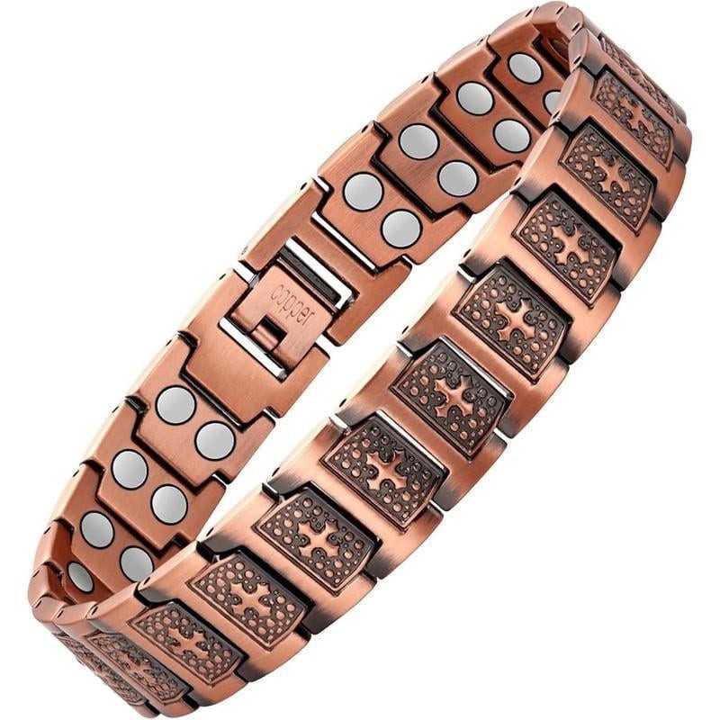 GMOX Men’s Copper Bracelet, 99.99% Copper 3X Strength Magnetic Adjustable Length
