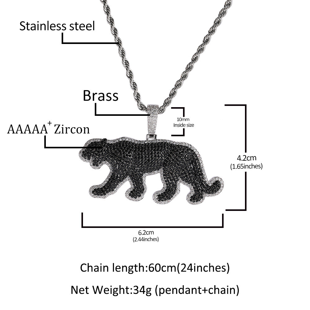 Hip Hop Jewelry Black Panther Pendant Necklace Gold Filled Rap Accessories Gifts