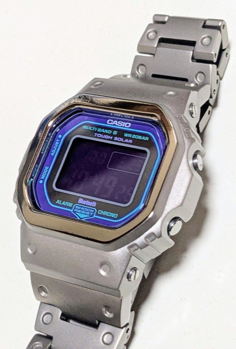 excellent condition G SHOCK GW B5600 blue full titanium radio solar mobile link