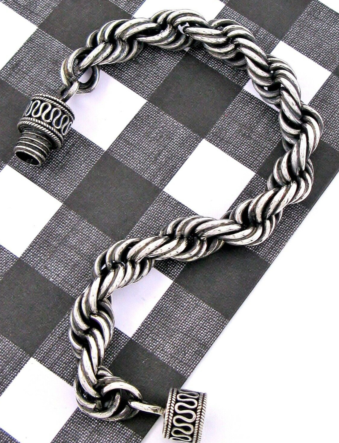 Suarti Sterling Silver 925 7.7″ Rope Bracelet 48.7G