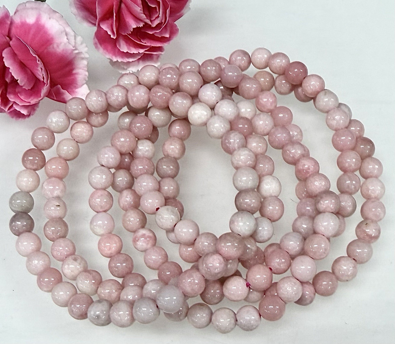 Wholesale Lot 6 Pcs Natural Pink Opal 6mm 7.5” Crystal Healing Stretch Bracelet