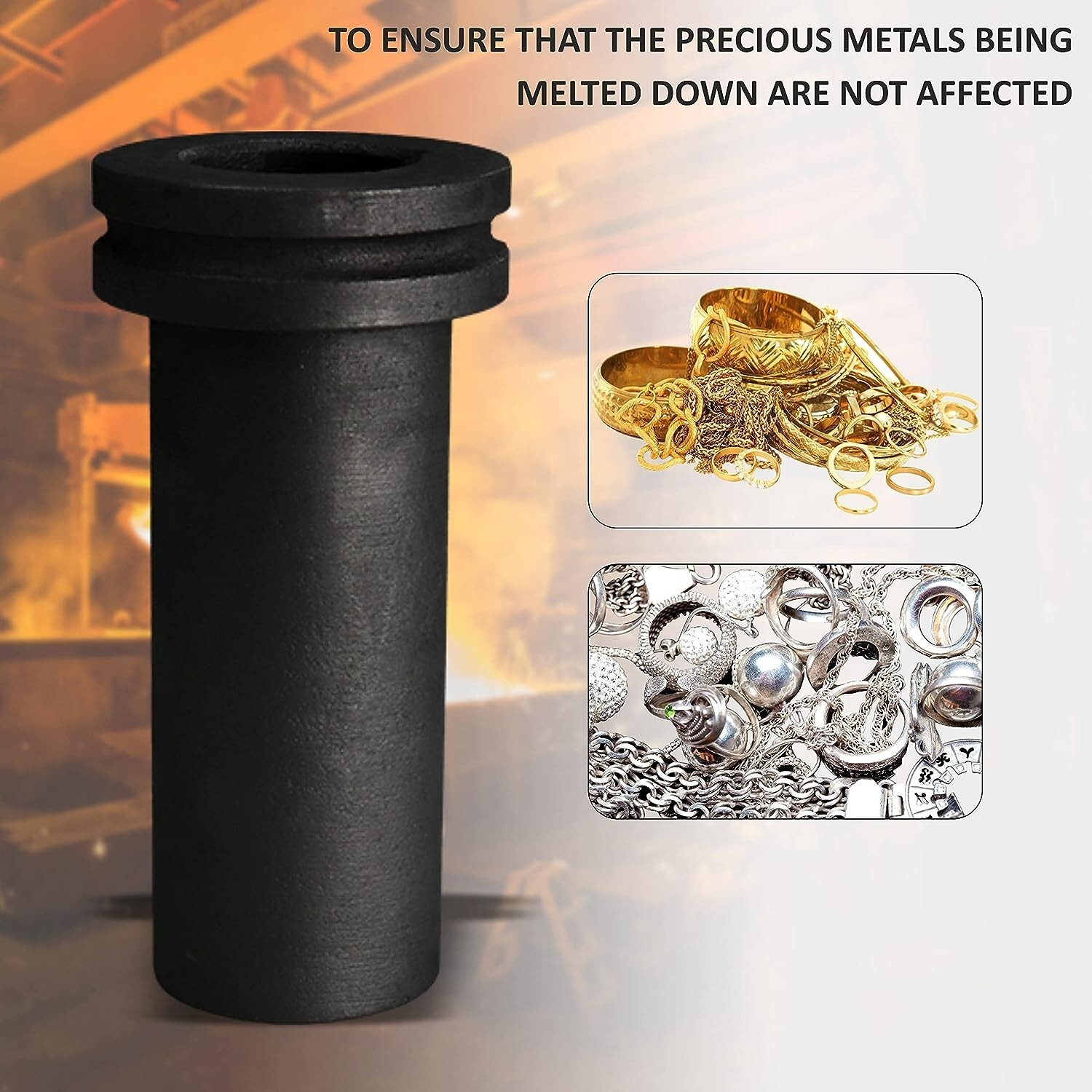 3Pc 2KG High Purity Graphite Crucible Smelting Tool For Electric Melting Furnace