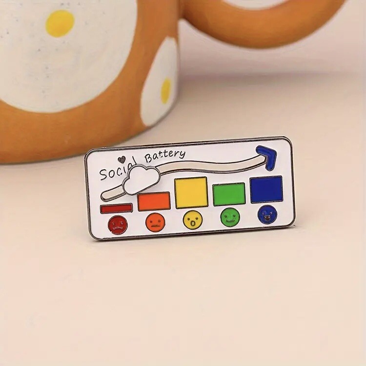 Social Battery Pin – Moving Parts! Chart Mood Tracker Functional Neurodivergent