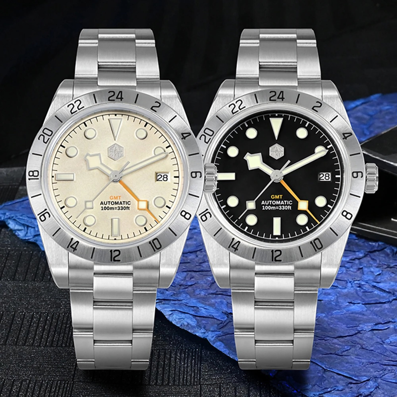 SAN MARTIN SN0054-G-C BB GMT Automatic Stainless Steel 39mm 10ATM Sport’s Watch