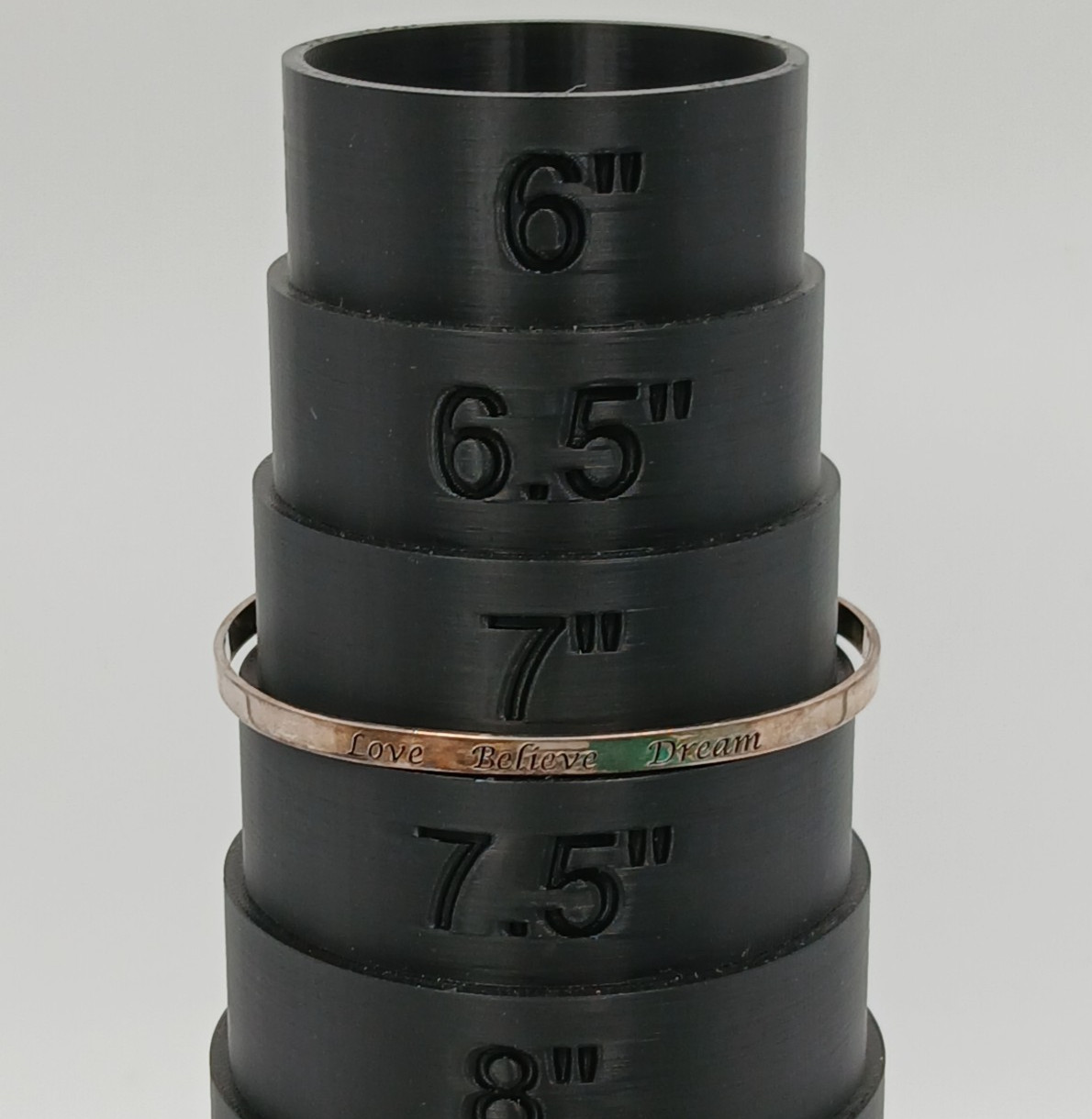 925 NVC Cuff Bracelet 2.5″ Narrow Sterling Silver 7g Engraved Love Believe Dream